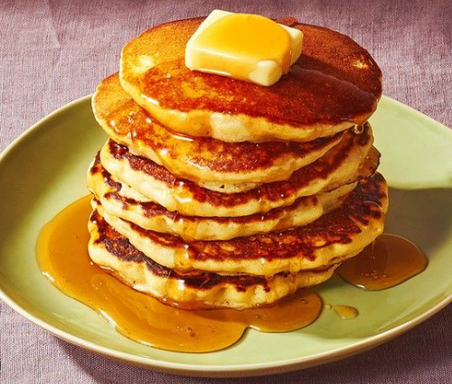 pancakes with butter and syrup
